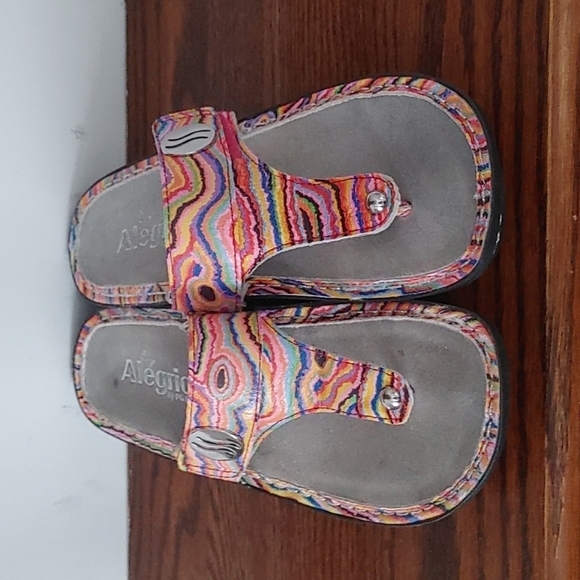 Alegria PG Lite Multi Colored Patent  Leather Sandals Size 37 US 7 - 7.5 - Picture 6 of 10